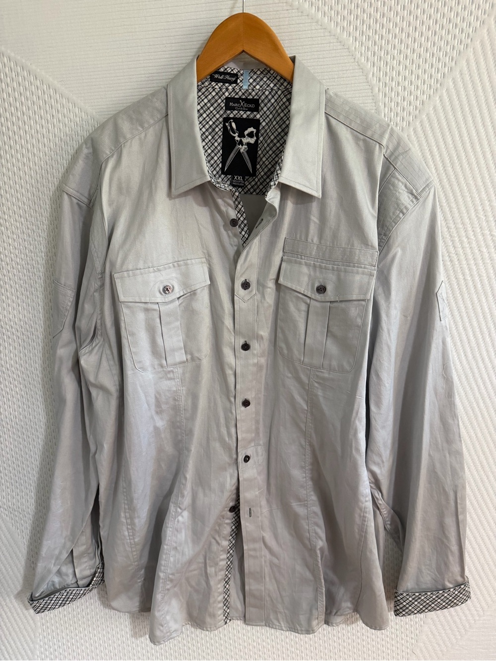 Marc Ecco Light Gray Button-Front Shirt Jacket NWOT